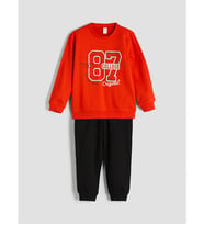 LCW Kids Kırmızı Bisiklet Yaka Erkek Bebek Sweatshirt Ve Eşofman Alt 2'li