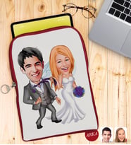 BK Gift Kişiye Özel Evleniyoruz Karikatürlü Taşınabilir Koruyucu Tablet Kılıfı & Organizer Çanta - Kırmızı-6
