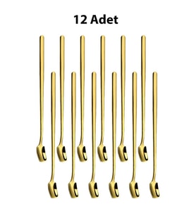 12 Adet 304 Çelik 17 cm Uzun Kahve ve Smoothie Karıştırma Kaşığı cin579sr-12
