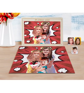 BK Gift Kişiye Özel 3 Kardeş Karikatürlü 1000 Parça Profesyonel Puzzle-4