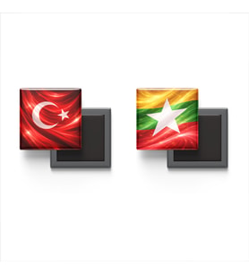 Buzdolap Magnetleri - Myanmar Bayrağı ve Türk Bayrağı - 2'li Set Magneti