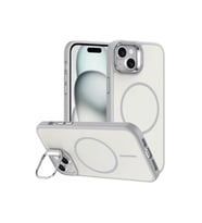 Coverzone iPhone 13 ile Uyumlu kilif MagSafe ile uyumlu K?l?f Stand �zellikli M?knat?sl? Flexa Y�z�k Tutuculu IPHONE 13 KILIF Darbe Emici Mat Arka Kapak Koruyucu K?l?f Beyaz
