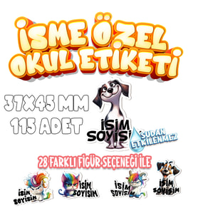 Okul Etiketi Kalem Defter Etiketi İsme Özel Etiket SET15