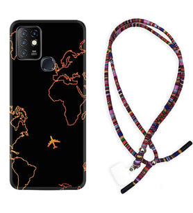 INFINIX Hot 8 9 10 11S Hot 10 Play 10T Kılıf Boyun Asklı Rasta Silikon Harita ve Uçak 1777