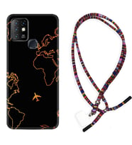 INFINIX Hot 8 9 10 11S Hot 10 Play 10T Kılıf Boyun Asklı Rasta Silikon Harita ve Uçak 1777