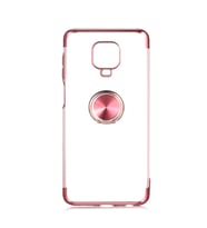 Redmi Note 9S / Redmi Note 9 Pro Kılıf Kenarları Renkli Yüzüklü Manyetik Silikon (Rose)