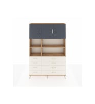 Arges Dolap 8 Raflı 8 Çekmeceli 3 Kapaklı 132x30x195 Çam-Antrasit/Aytaşı