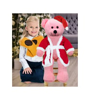 80 Cm Noel Baba Şapkalı Ayıcık Yeni Yıl , Yılbaşı Hediyesi (Pembe)