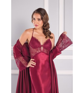 Kadın Saten Altılı Çeyiz Seti - 6620 Bordo