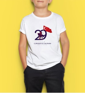 BK Gift 29 Ekim Tasarımlı Erkek Çocuk Beyaz Tişört-9, Arkadaşa Hediye, 29 Ekim Hediyesi Hediyesi, Trend Tişört, 100.Yıl Hediyesi