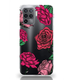 Oppo Reno 5 Lite Uyumlu Gül Desenli Şeffaf Telefon Kılıfı
