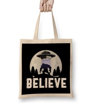 Awesome Believe in Aliens Bigfoot & UFOs Bez Çanta Uzun Saplı