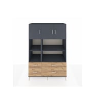 Kronos Dolap 8 Raflı 4 Çekmeceli 3 Kapaklı 132x59x195 Antrasit-Antrasit/Çam
