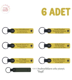 Sarı & Yeşil, Restoran Mutfak Ekibine Özel Hatıra, 6’lı Set, İsim Yazılabilir Deri Anahtarlık