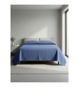 Sofline Premium %100 Pamuk Çift Kişilik Yazlık Pike, Yatak Örtüsü,terletmez Kumaş(PUDRA RENK) (240X200CM) (Mavi)
