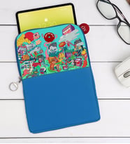 BK Gift Modern Soyut Tasarımlı Taşınabilir Koruyucu Tablet Kılıfı & Organizer Çanta - Mavi-9