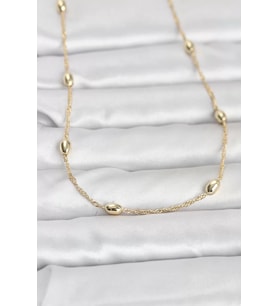 CM 14K Gold Renk Topçuklu Burgu Zincir Model 60 cm Kadın Kolye - TJ-BKO10963