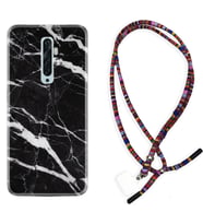 Oppo Reno 2Z 4 Lite 4 Pro 5 6 7 A31 Kılıf Boyun Asklı Rasta Silikon Siyah Şerit Mermer 1318