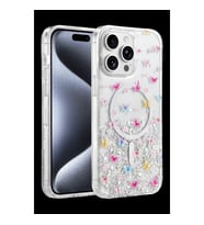 Northcity iPhone 15 Pro Max ile Uyumlu Misk Simli Şeffaf Kılıf - MagSafe Desteği