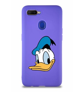 Oppo A12 Soft Premier Kapak Donald Duck-B Tasarımlı Silikon Kılıf - Mor (Şeffaf)