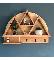 Doğal Ahşap Anahtarlık Anahtar Askısı Modern Hol, Antre Raflı Anahtar Askılık