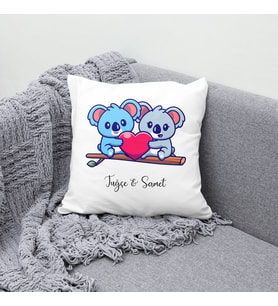 Kişiye Özel Koala Çift Kalpli Yastık