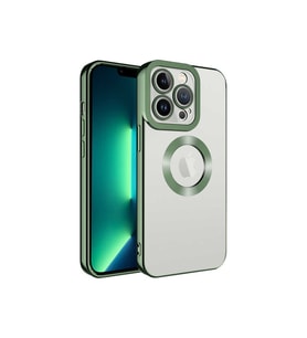 Apple iPhone 13 Pro Max Uyumlu Kılıf Kamera Korumalı Logo Gösteren Zore Omega Kapak (Gümüş)