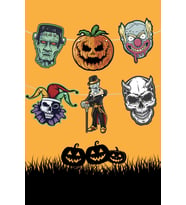 Halloween Banner Büyük Karakter Kartlı Cadılar Bayramı Süsleri Flama