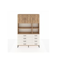 Arges Dolap 8 Raflı 8 Çekmeceli 3 Kapaklı 132x30x195 Çam-Çam/Aytaşı