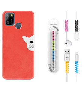 INFINIX Smart 4 5 6 Zero 8 S5 Pro Kılıf Kablo Koruma Spiral Silikon Kedoş 1735