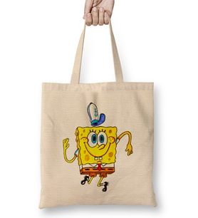 Dancing Bob Süngerbob Bez Çanta Uzun Saplı