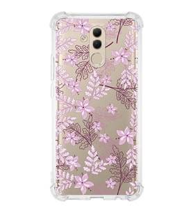 PrintiFy Huawei Mate 20 Lite Uyumlu Köşe Korumalı Floral Pudra Tasarımlı Şeffaf Silikon Kılıf