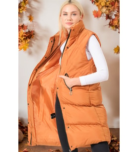 Dewberry Kadın %100 Polyester Yelek Düz Camel Z6743 Günlük Dış Giyim, Şehir ve Ofis Stili, Seyahat Gardırobu