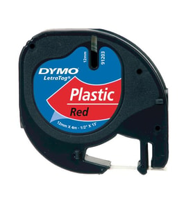 Dymo Letratag Şerit Plastik 12 MMx4 MT Kırmızı 91203