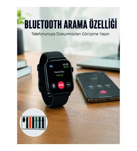 Mey İthalat® Akıllı Saat 7 Kordonlu Bluetooth Aramalı Nabız ve Dokunmatik Akıllı Saat