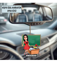 Kişiye Özel Karikatür Öğretmen Ayna Süsü – Araç İçi Öğretmene Hediye