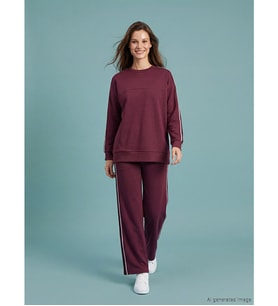 LCW Modest Mürdüm Beli Lastikli Geniş Paça Kadın Eşofman Altı