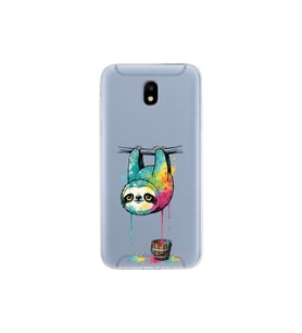 Samsung Galaxy J5 Pro ile Uyumlu Splash Tembel Hayvan Tasarımlı Şeffaf Silikon Kılıf