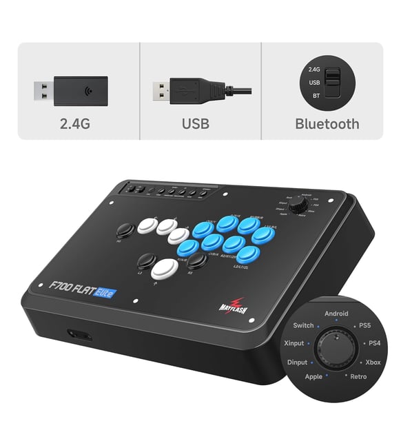 Mayflash F700 FLAT Elite Kablosuz Arcade Stick Kolsuz Tüm Düğmeli