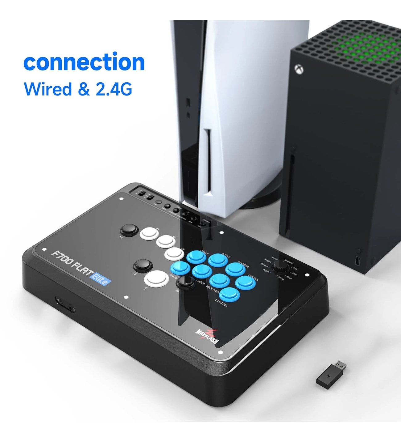 Mayflash F700 FLAT Elite Kablosuz Arcade Stick Kolsuz Tüm Düğmeli