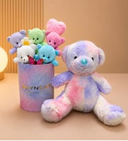 Gökkuşağı Pastel Rüyası Peluş Ayıcık Buketi Peluş Ayıcık