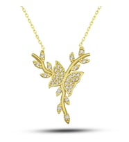 925 Ayar Gümüş Gold Daldaki Kadın Kolye