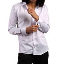 Beyaz Dar Kesim Micro Kumaş Kol Düğmeli Slim Fit Erkek Gömlek - 201-1