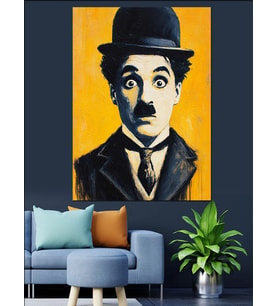 Charlie Chaplin Pop Art Dekoratif Kanvas - Mdf Ahşap Tablo