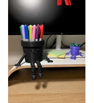 3D Baskı Hareketli Gülen Kalemlik - Eklemli Masaüstü Organizer - Siyah
