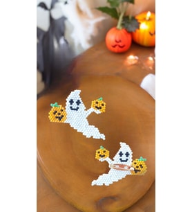 Miyuki Boncuk El Yapımı Balkabağı Tutan Hayalet Halloween Cadılar Bayramı Broş - Yaka Iğnesi