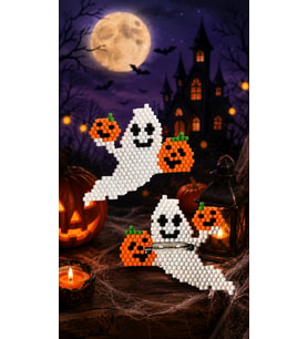 Miyuki Boncuk El Yapımı Balkabağı Tutan Hayalet Halloween Cadılar Bayramı Broş - Yaka Iğnesi