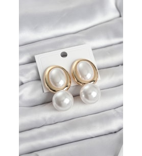 Pirinç Gold Renk Model İncili Kadın Küpe - Tj-Bkp11685