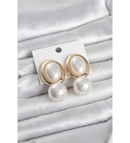 Pirinç Gold Renk Model İncili Kadın Küpe - Tj-Bkp11685