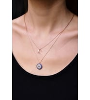 Papatya Silver 925 Ayar Gümüş Rose Kaplama Asansörlü Kristal Kesim Harf Nazar Kolye